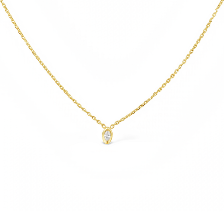 Lady s Solitaire Necklace With One 0.03Ct Marquise Diamond